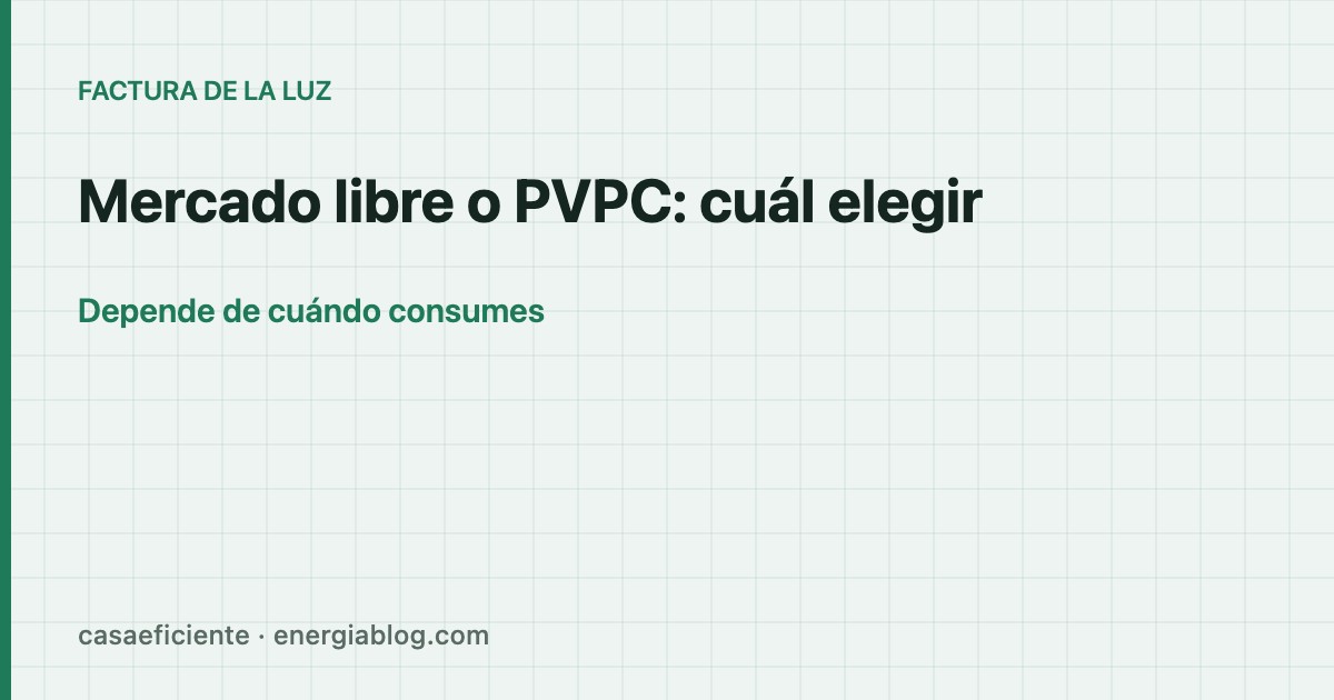Mercado libre o PVPC: cuál elegir en 2026 — Casa Eficiente