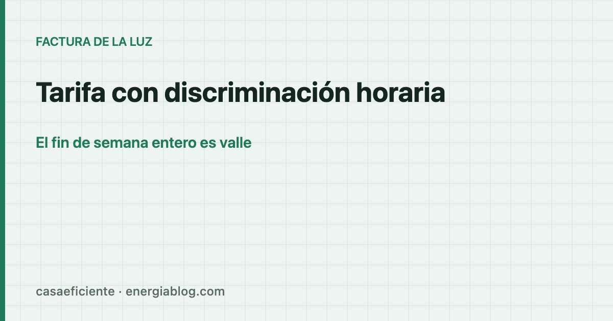 Tarifa con discriminación horaria: a quién le compensa y a quién no — Casa Eficiente